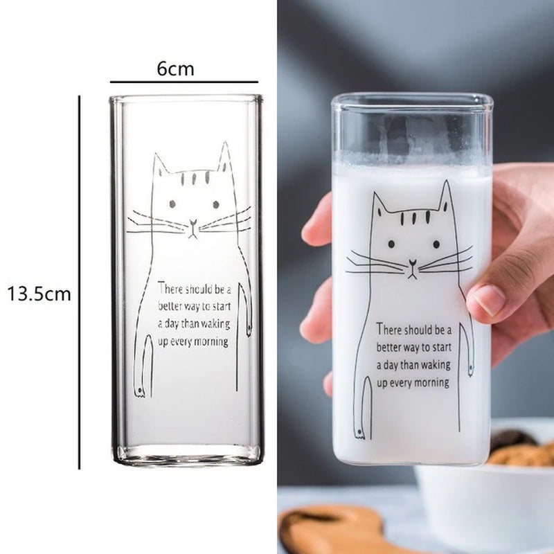 Square Transparent Creative Letter Glass Coffee Tea Mug Drinks Dessert Breakfast Milk Cup Glass Mugs Handle Drinkware