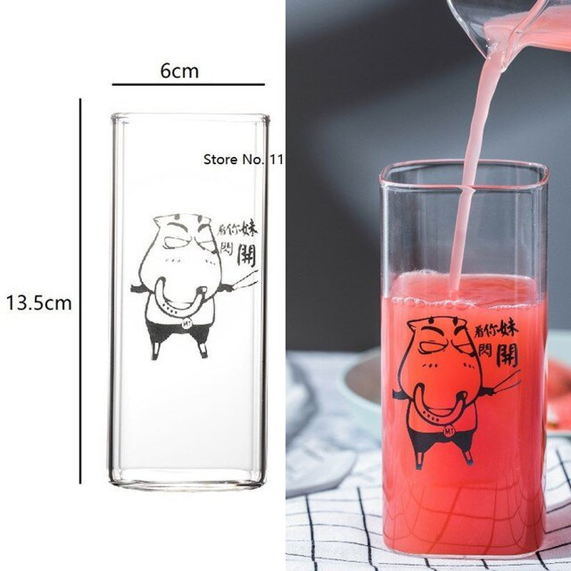 Square Transparent Creative Letter Glass Coffee Tea Mug Drinks Dessert Breakfast Milk Cup Glass Mugs Handle Drinkware