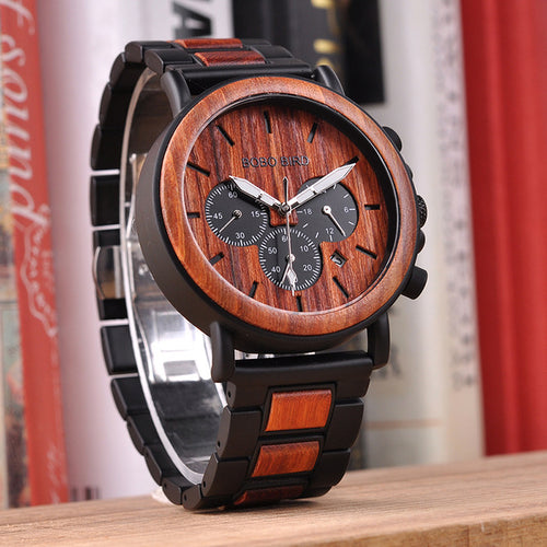 Load image into Gallery viewer, P09 Wood and Stainless Steel Watches
